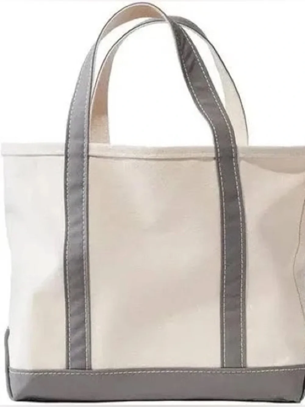 L.L. Bean Natural Canvas Boat and Tote Open-Top Grey Medium